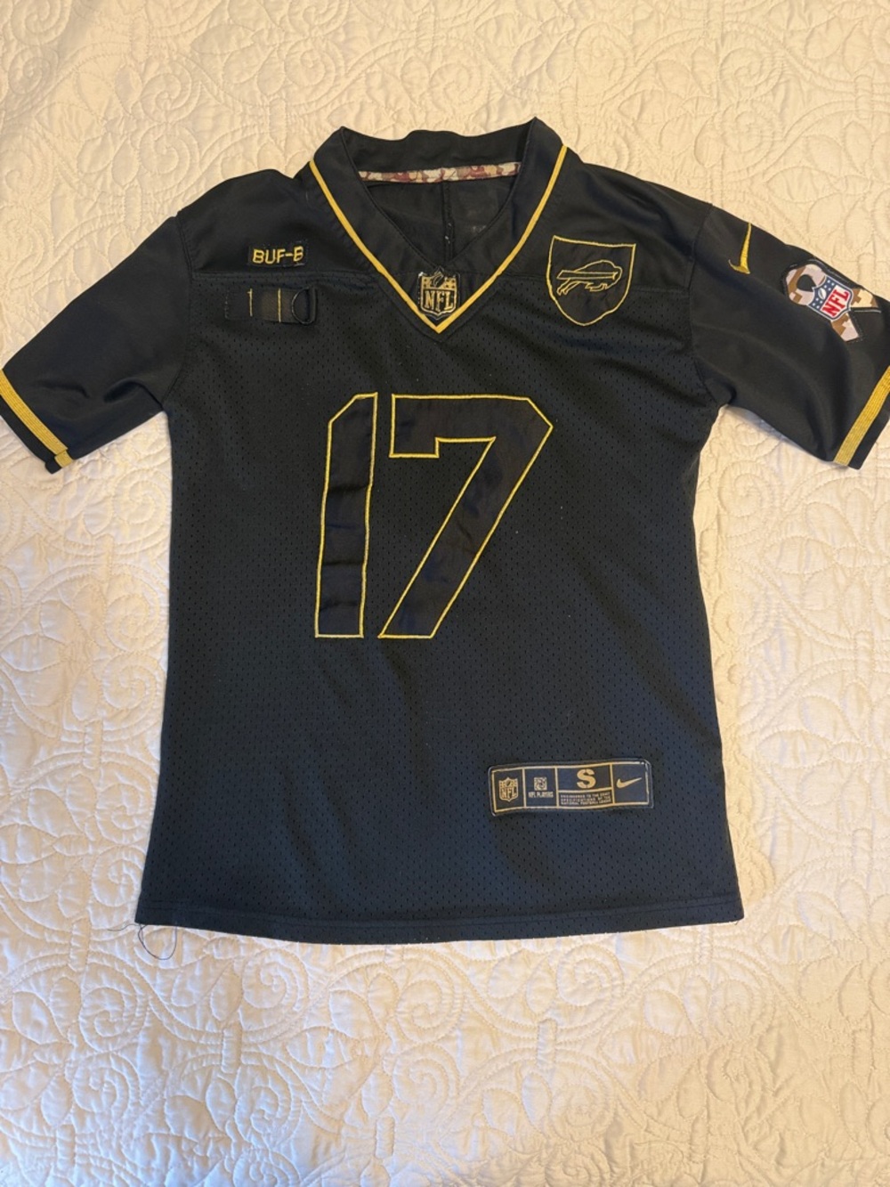 Nike Small Black and Gold Buffalo Bills #17 Jersey